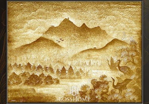 Tranh trúc chỉ phòng thờ phong cảnh phong thủy BTTC-014