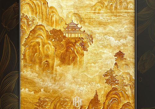 Tranh trúc chỉ phòng thờ phong cảnh phong thủy BTTC-015